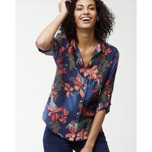 Tommy Bahama Sacred Groves Silk Camp Shirt Sz. Medium Floral Blue Tropical